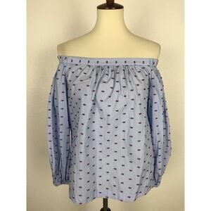 BCBG Max Azria Daniela Swiss Dot Off Shoulder Top